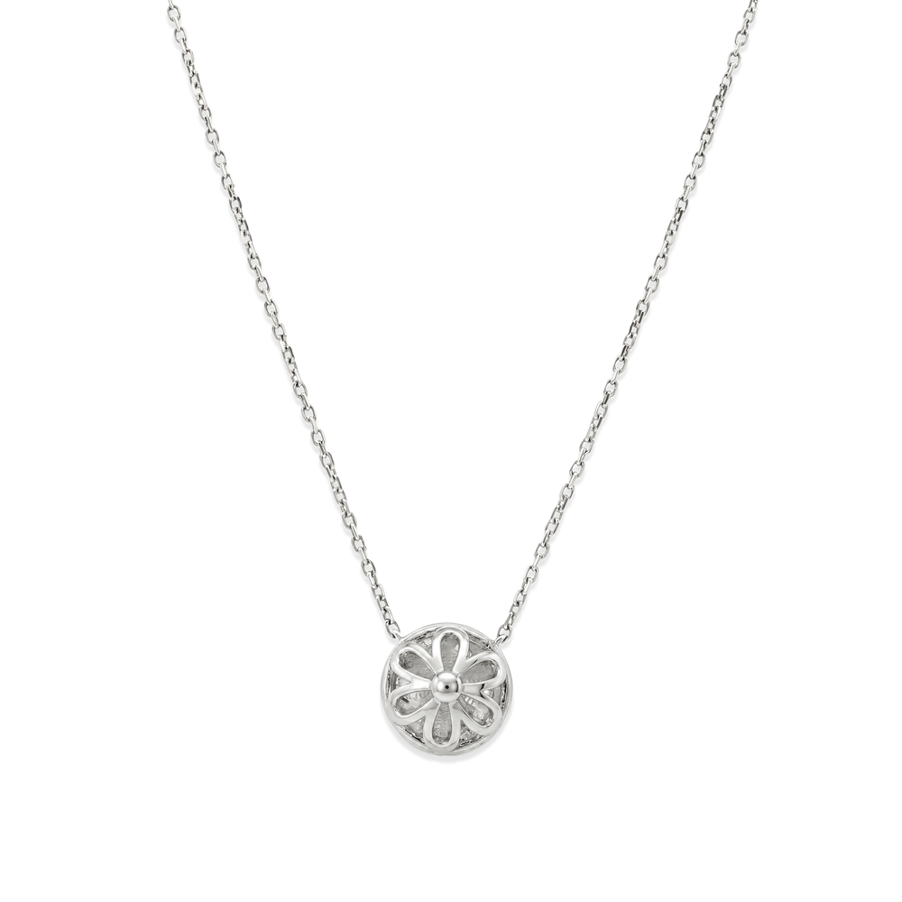 Natural Diamond Cluster Halo Pendant Necklace in 18K White Gold
