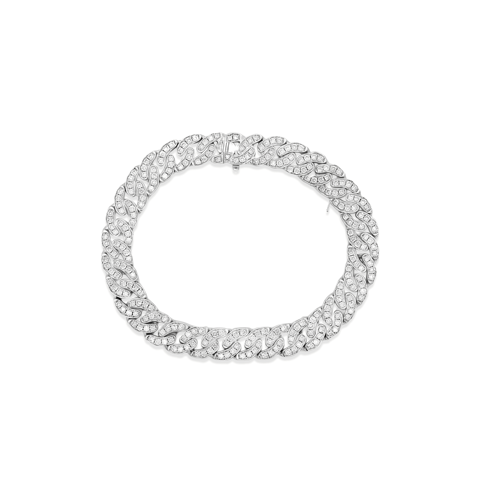 18K White Gold Natural Diamond Cuban Bracelet – 3.87 CT