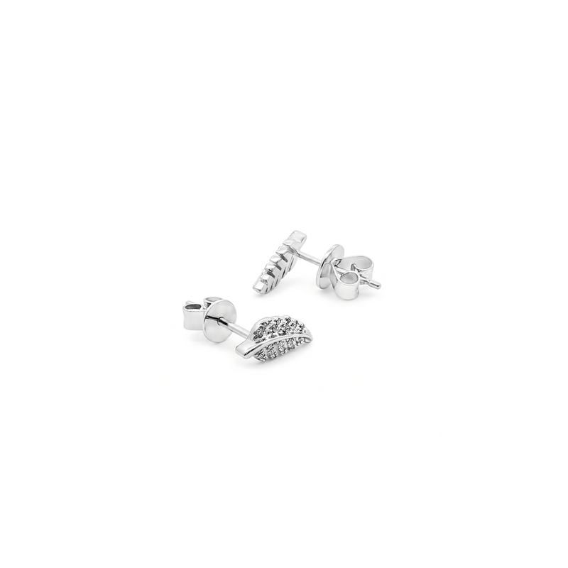 Natural Diamond Leaf Silhouette Studs