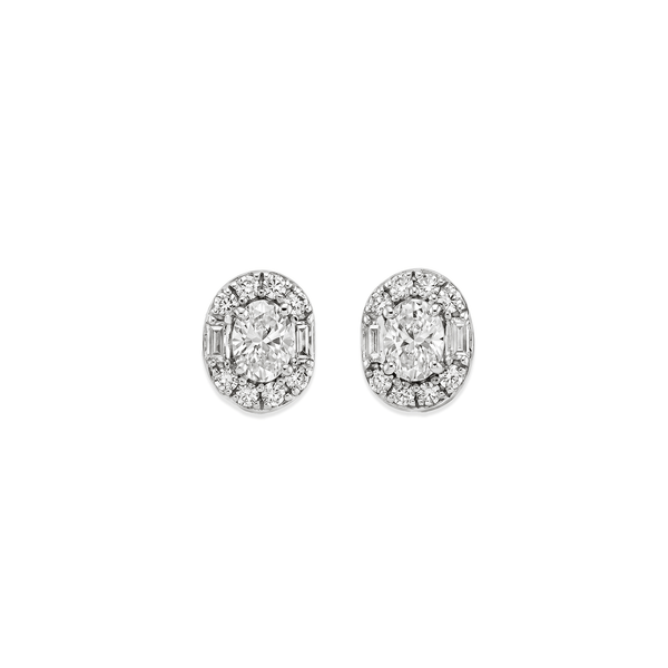 Natural Diamond Oval Radiance Halo Diamond Studs