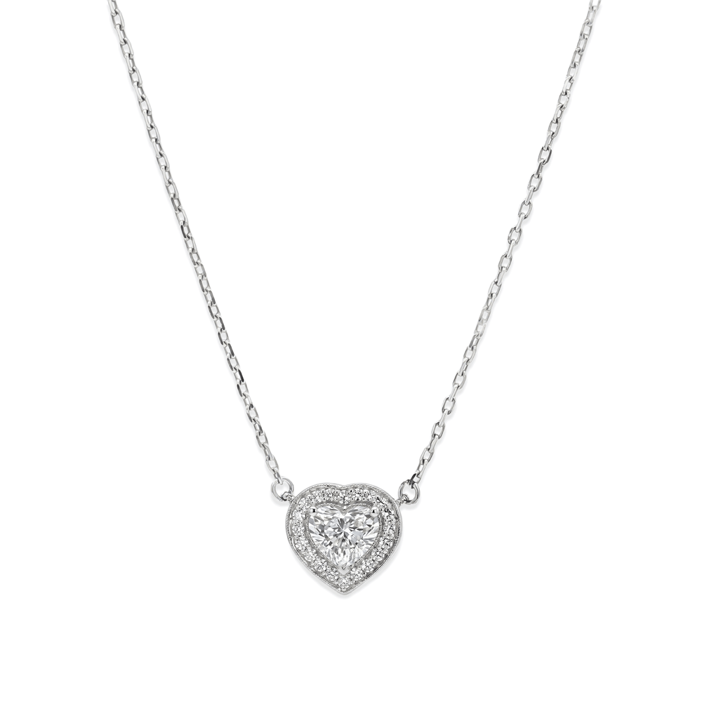 Natural Diamond Eternal Heart Diamond Pendant Necklace in 18K White Gold