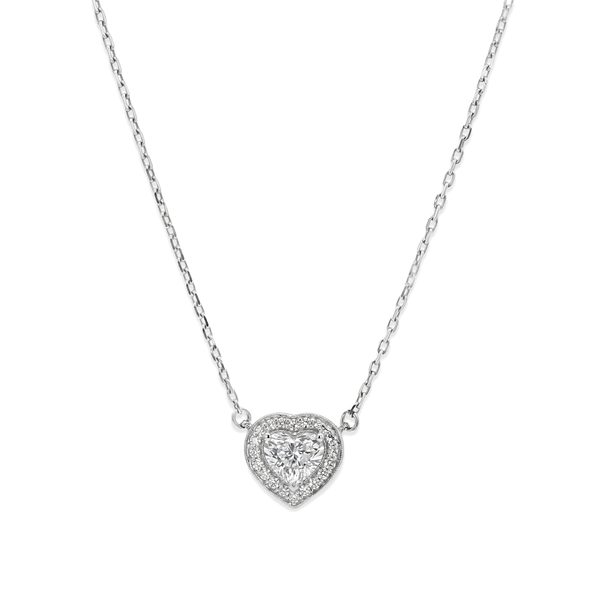 Natural Diamond Eternal Heart Diamond Pendant Necklace in 18K White Gold