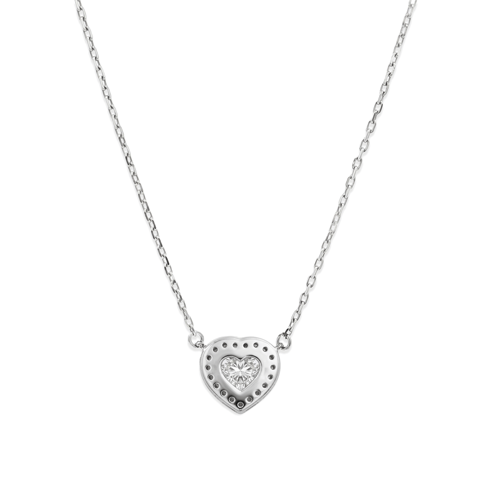 Natural Diamond Eternal Heart Diamond Pendant Necklace in 18K White Gold
