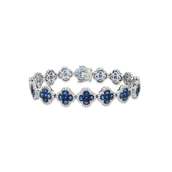 18k White Gold Sapphire Bloom Diamond Bracelet