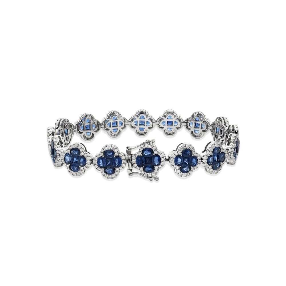 18k White Gold Sapphire Bloom Diamond Bracelet