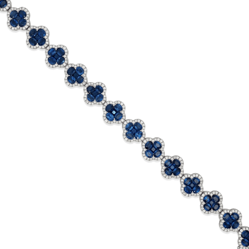 18k White Gold Sapphire Bloom Diamond Bracelet