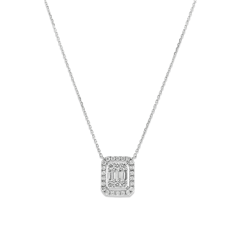 18K White Gold Natural Diamond Pendant Necklace – 0.41 CT