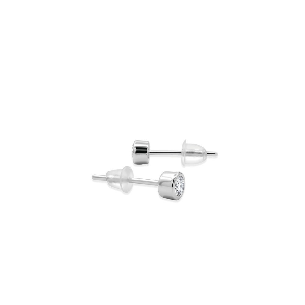 18K White Gold Natural Diamond Stud Earrings | Flashy Jewellery