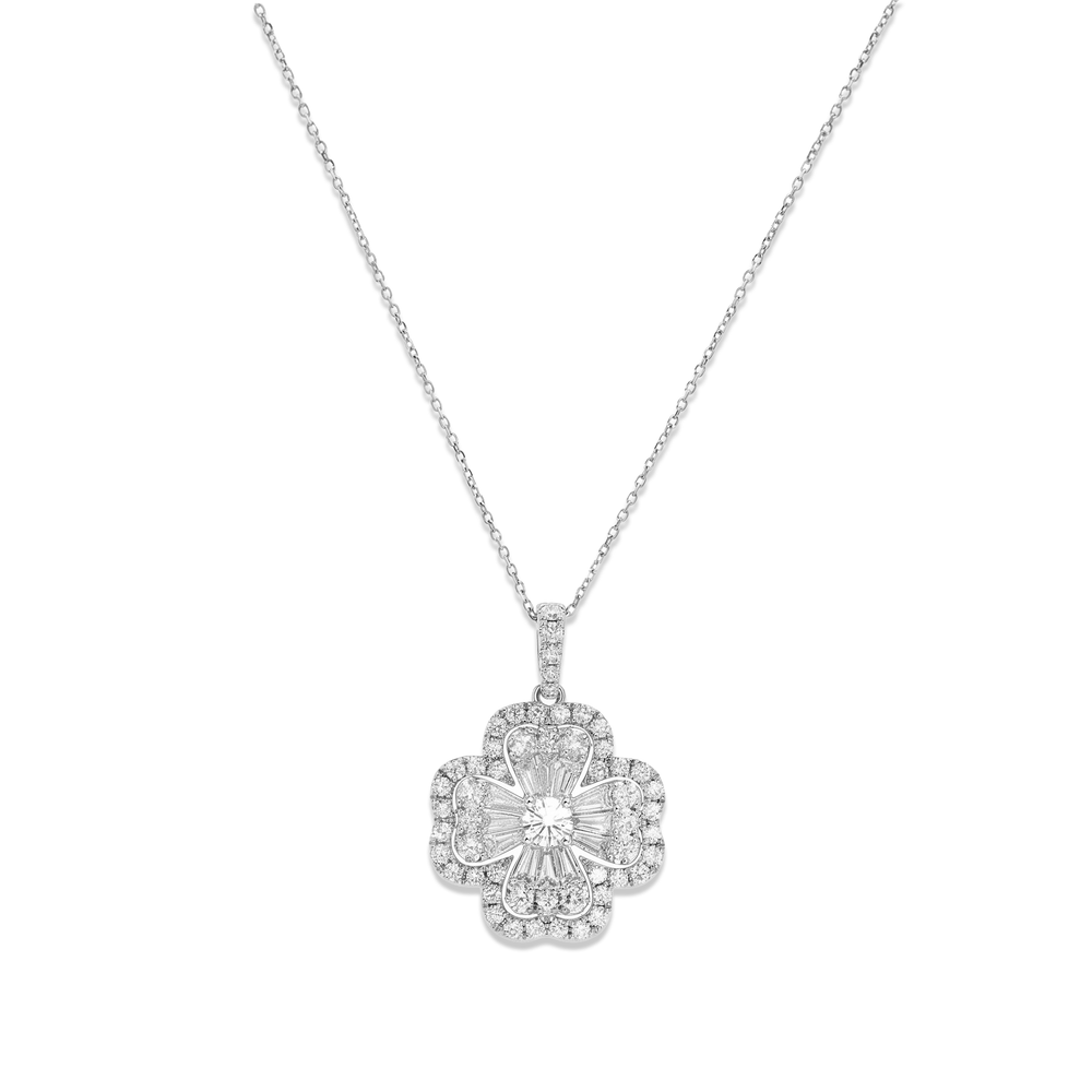 Natural Diamond Pendant in 18K White Gold