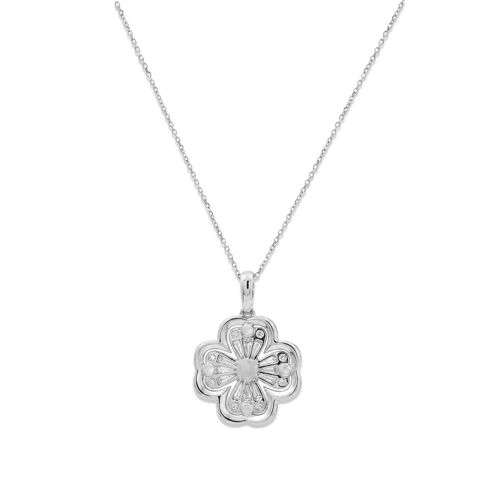 Natural Diamond Pendant in 18K White Gold