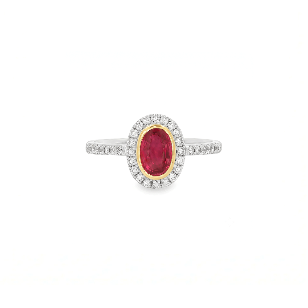 18K White Gold Crimson Crown Convertible Ruby & Natural Diamond Ring Pendant