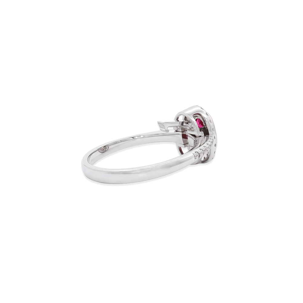 18K White Gold Crimson Crown Convertible Ruby & Natural Diamond Ring Pendant