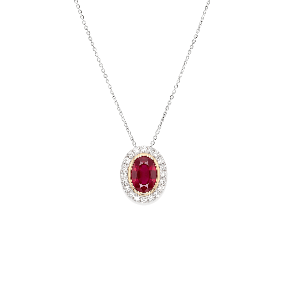 18K White Gold Crimson Crown Convertible Ruby & Natural Diamond Ring Pendant