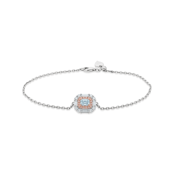 Natural Diamond Blue Topaz Double-Halo Diamond Bracelet