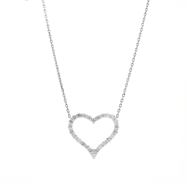 Natural Diamond Heart Pendant Necklace in 18k White Gold