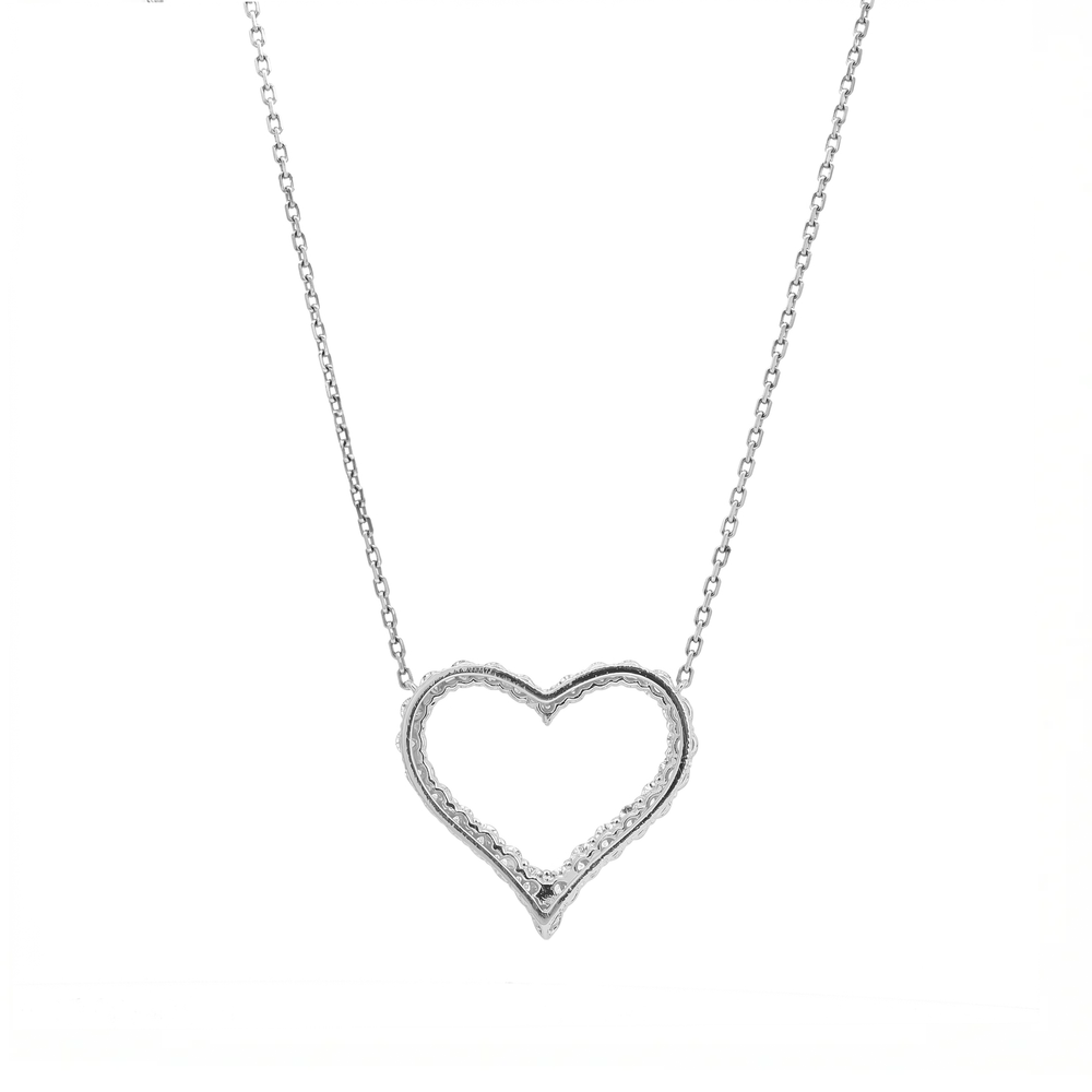 Natural Diamond Heart Pendant Necklace in 18k White Gold