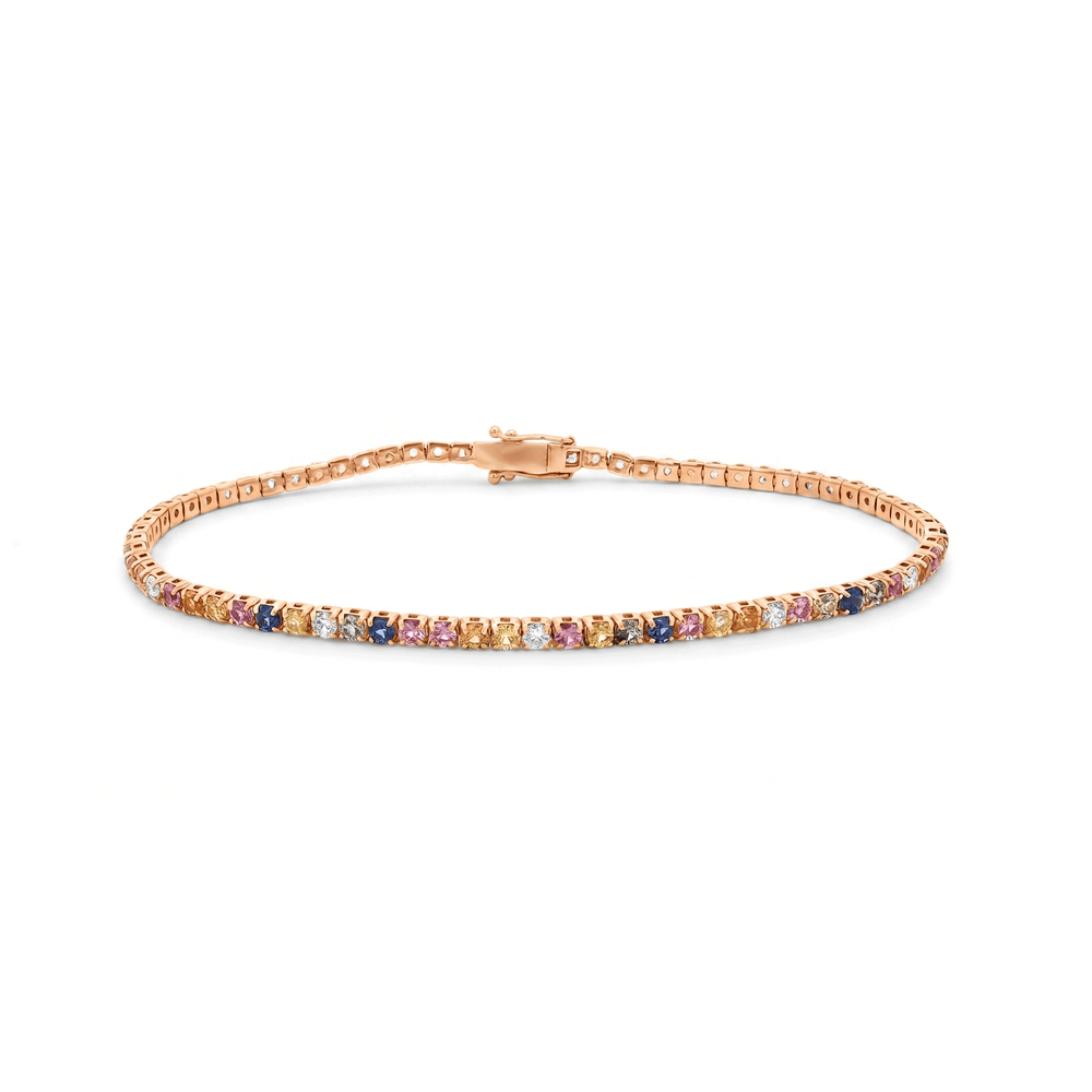 18K Rose Gold Multicolor Sapphire & Diamond Bracelet