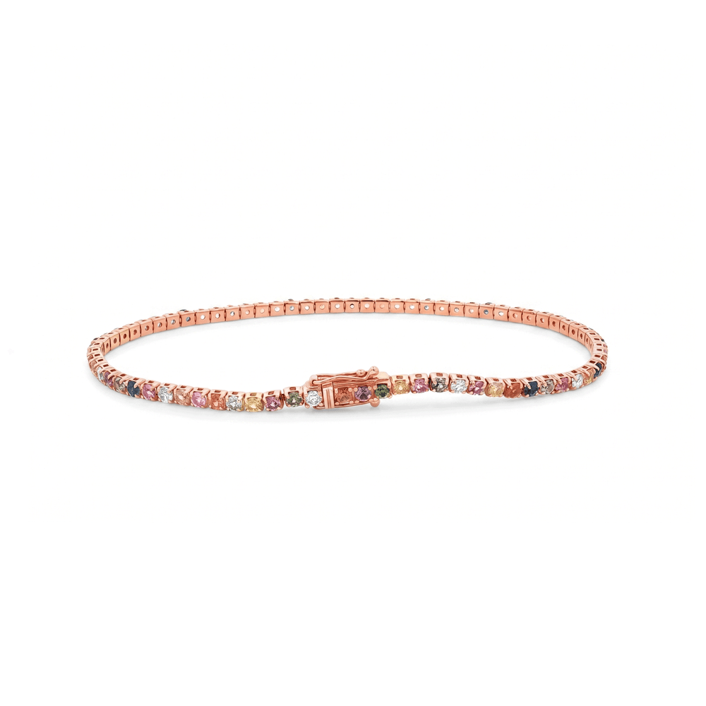 18K Rose Gold Multicolor Sapphire & Diamond Bracelet