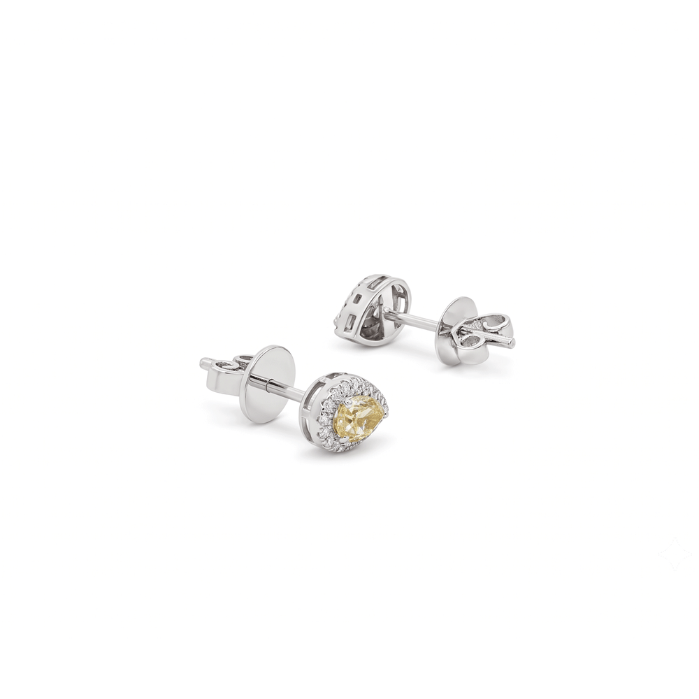 Natural Diamond Solar Drop Diamond Studs in 18K Gold