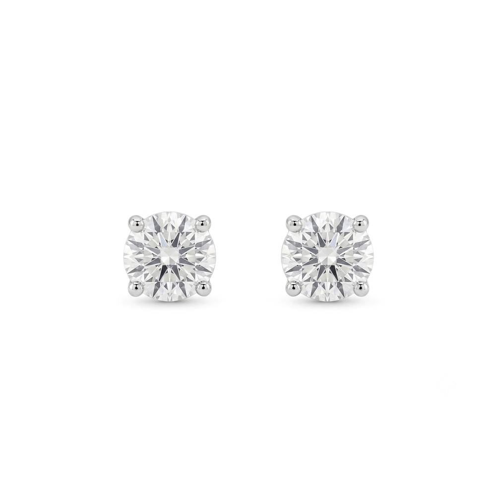 Natural Diamond Solitaire Studs – 18K Gold | 1.18 Ct Natural Diamond | VVS Clarity