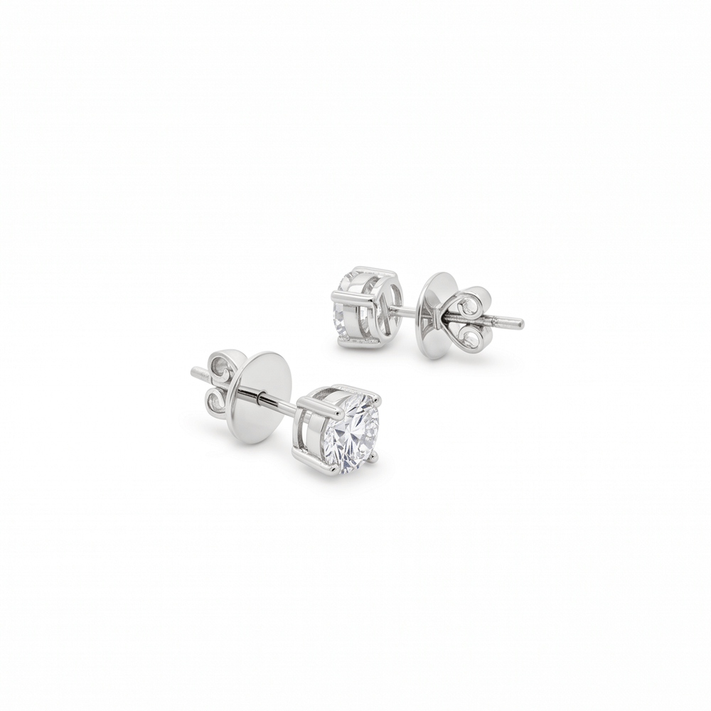 Natural Diamond Solitaire Studs – 18K Gold | 1.18 Ct Natural Diamond | VVS Clarity