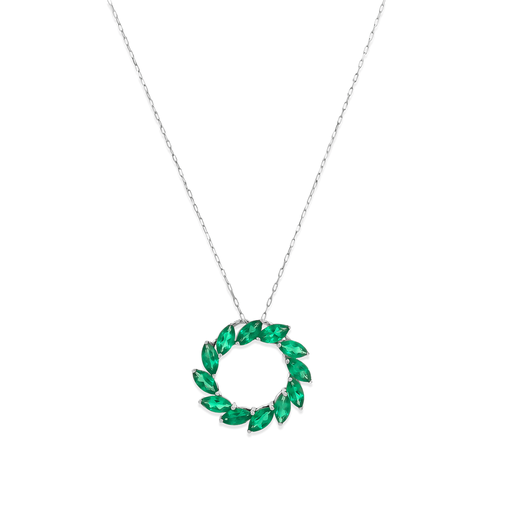 Emerald Wreath Platinum Pendant Necklace