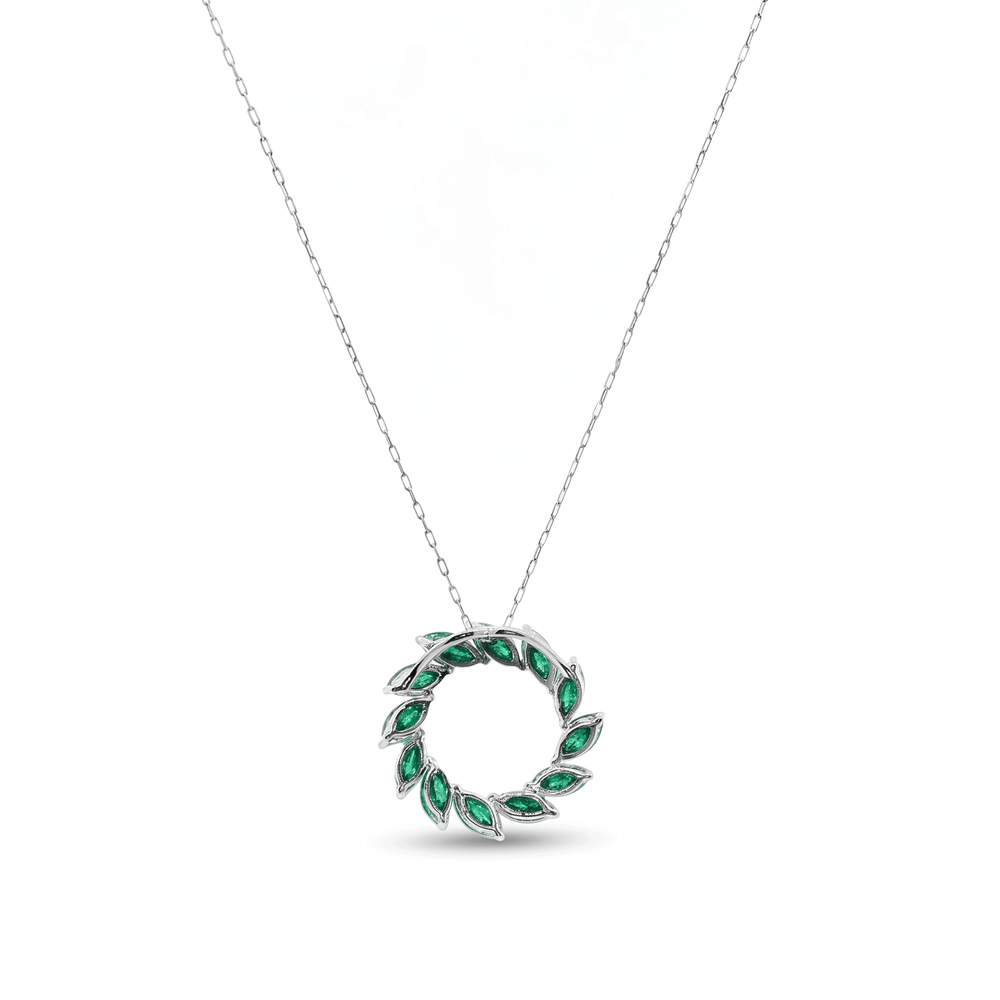 Emerald Wreath Platinum Pendant Necklace