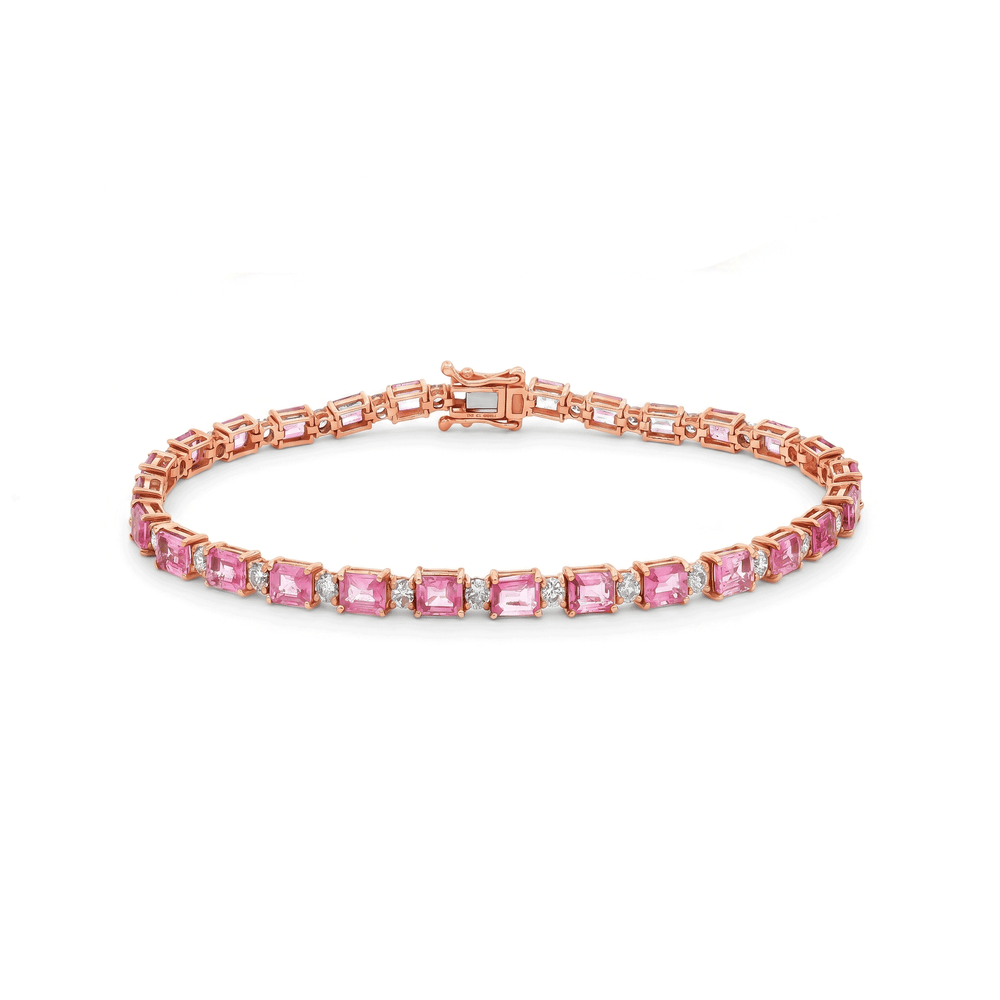 18K Rose Gold Pink Sapphire & Diamond Tennis Bracelet