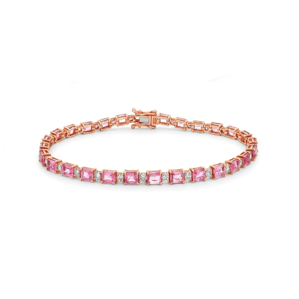 18K Rose Gold Pink Sapphire & Diamond Tennis Bracelet
