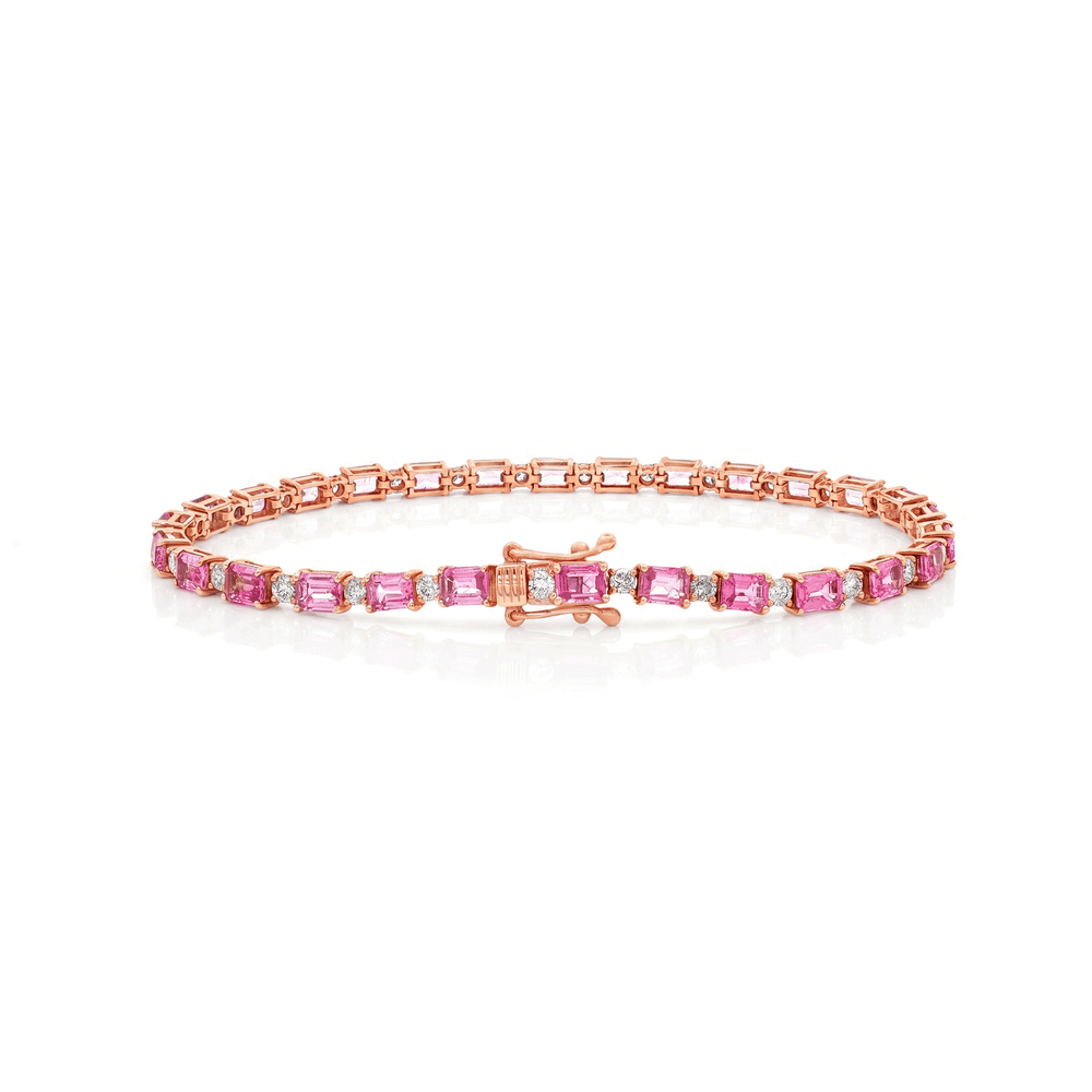 18K Rose Gold Pink Sapphire & Diamond Tennis Bracelet
