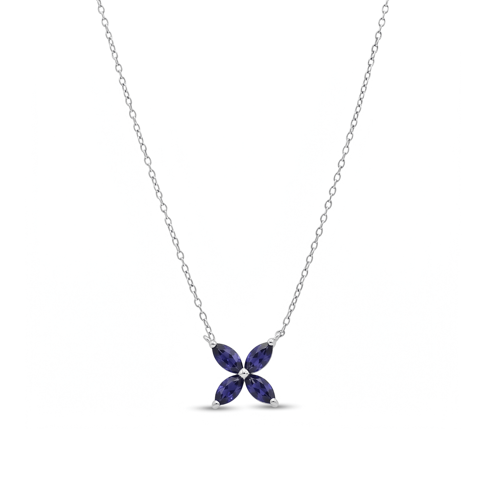 Midnight Iolite Bloom Pendant in 18K White Gold