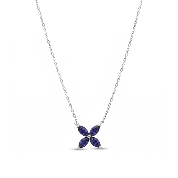 Midnight Iolite Bloom Pendant in 18K White Gold