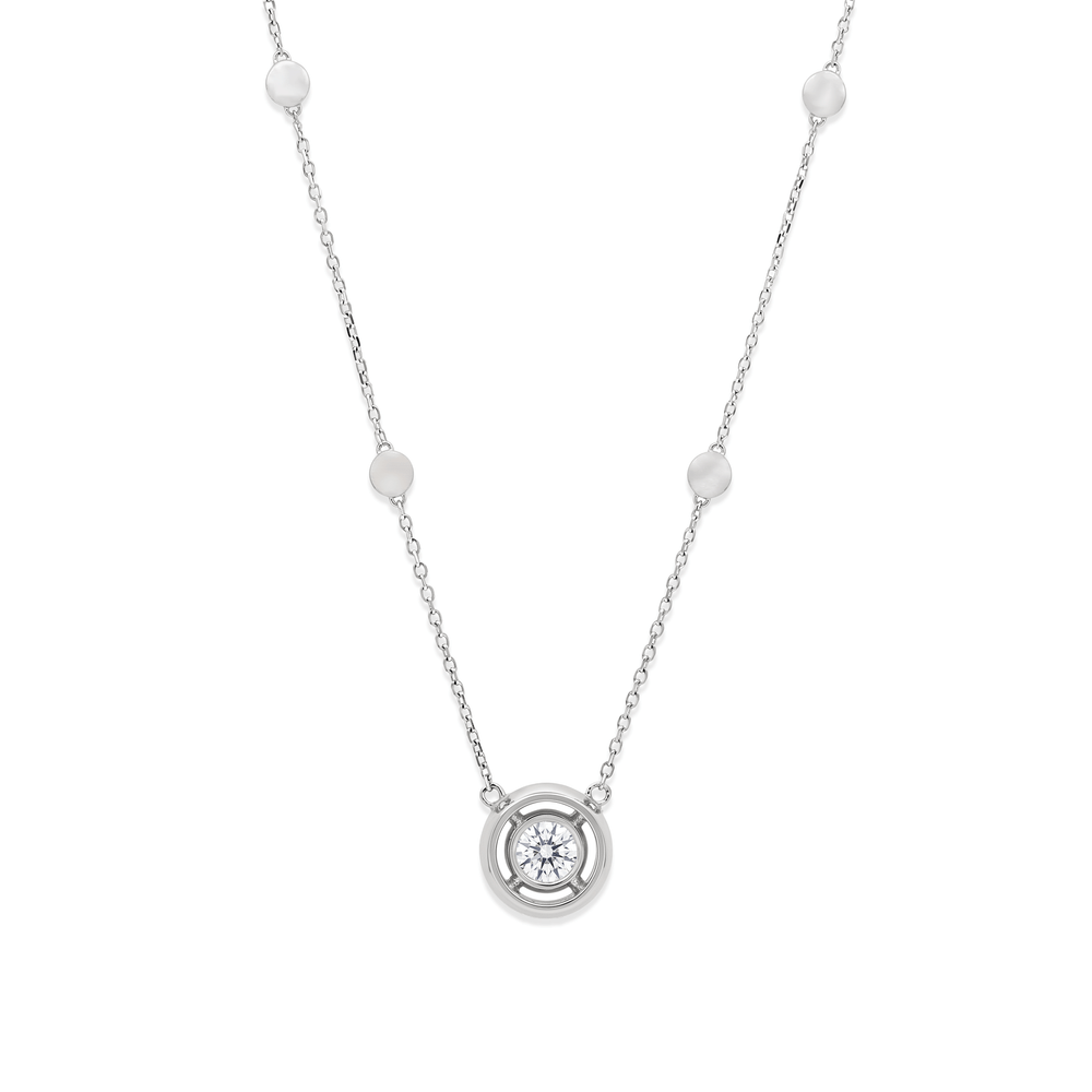 Natural Diamond Round Halo Pendant Necklace in 18k White Gold