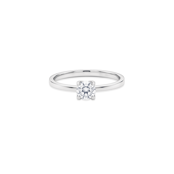 Natural Diamond Classic Round Solitaire Engagement Ring in 18K Gold