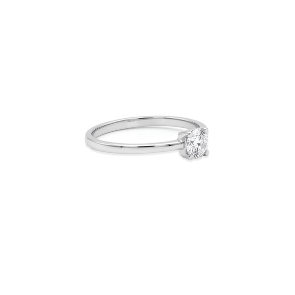 Natural Diamond Classic Round Solitaire Engagement Ring in 18K Gold hover