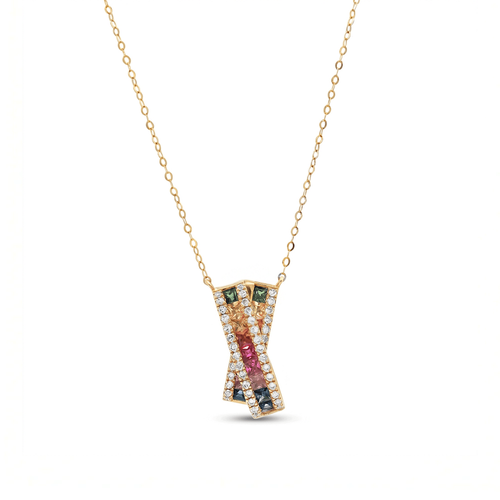 18k White Gold Rainbow Gradient Diamond Pendant