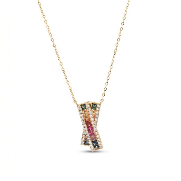 18k White Gold Rainbow Gradient Diamond Pendant