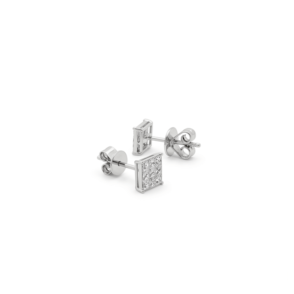 Natural Diamond Classic Square Cluster Diamond Studs hover