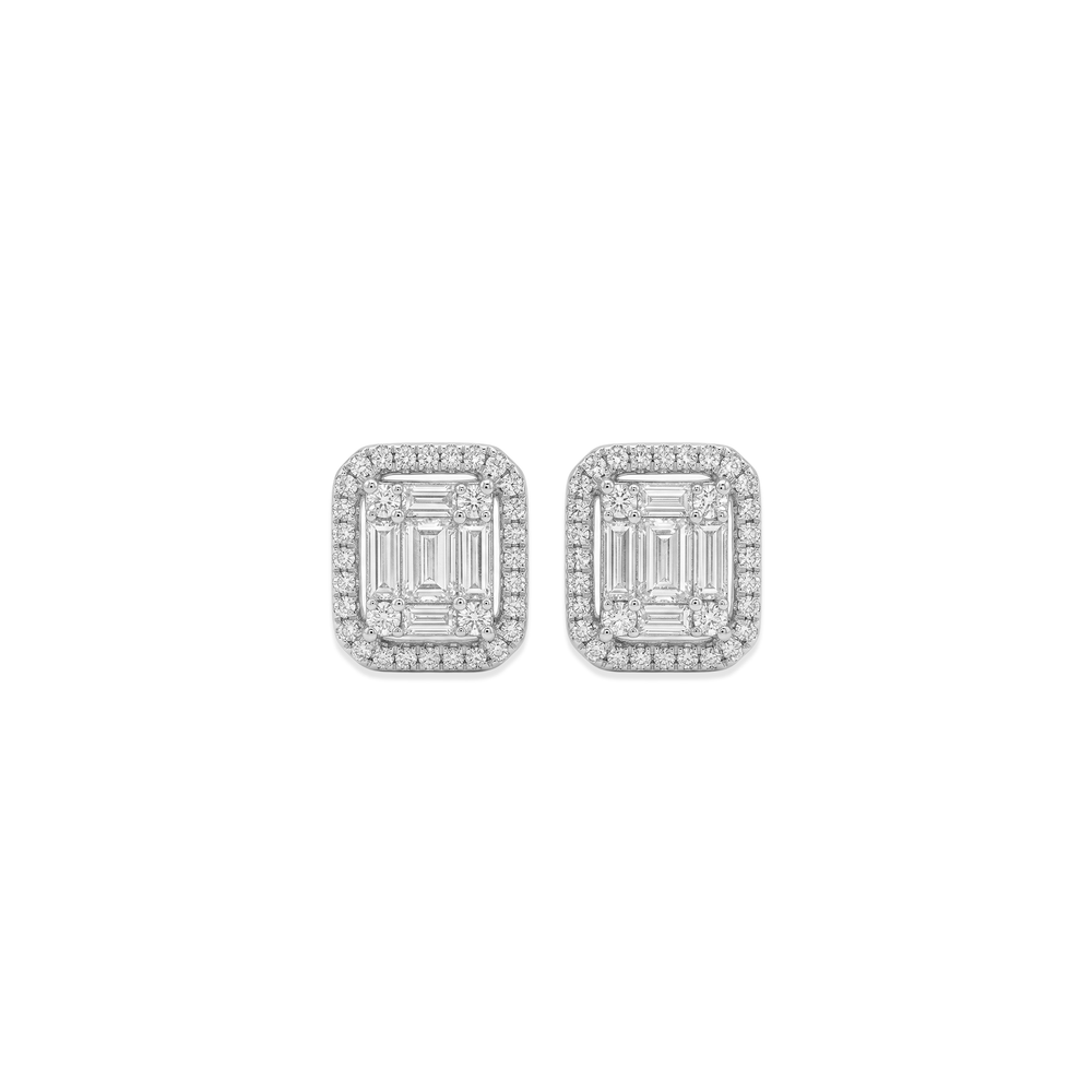 18K White Gold Natural Diamond Pendant & Earrings set