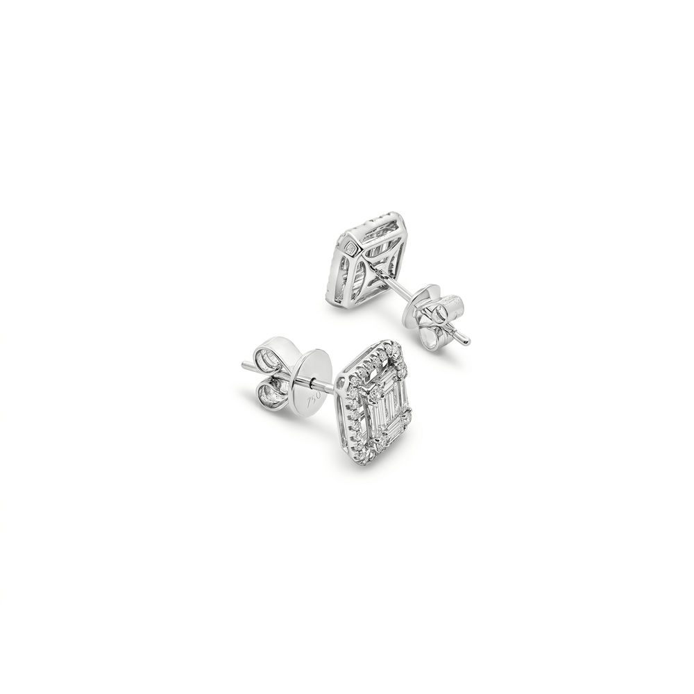 18K White Gold Natural Diamond Pendant & Earrings set