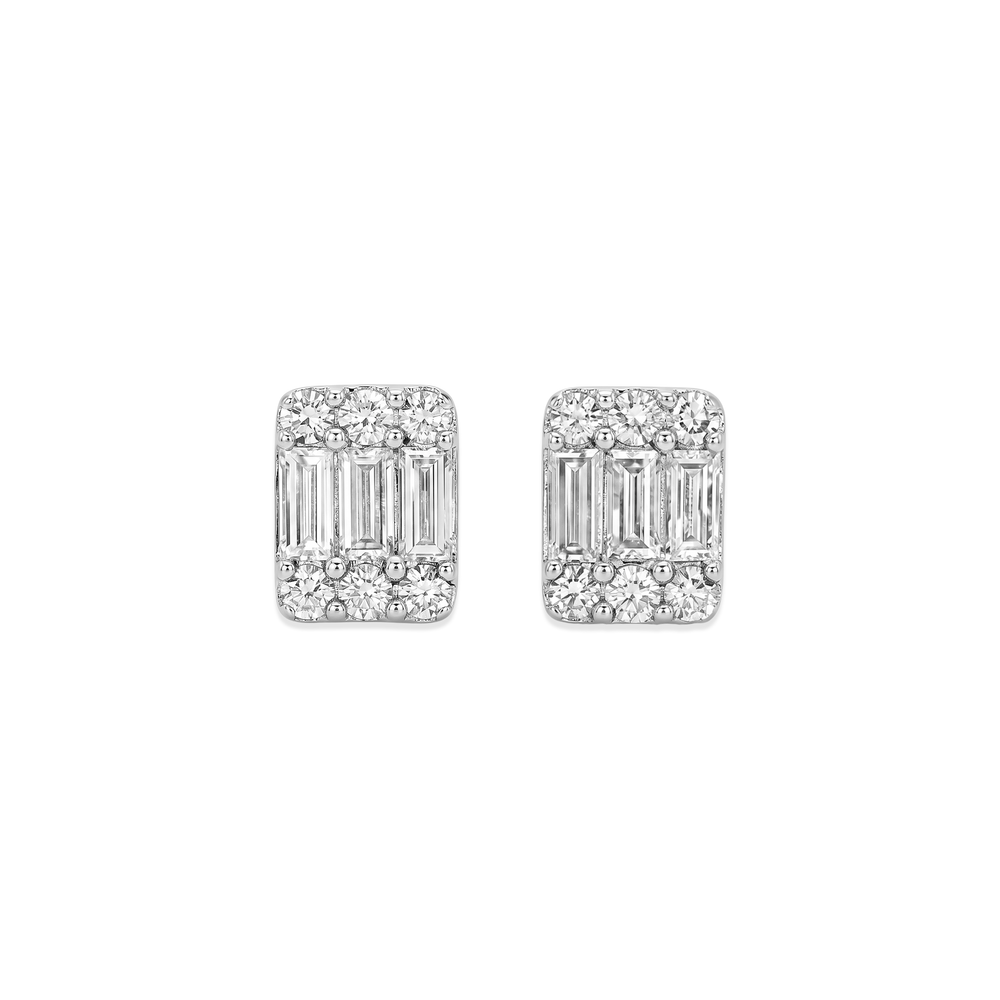Natural Diamond Radiant Rectangular Diamond Studs