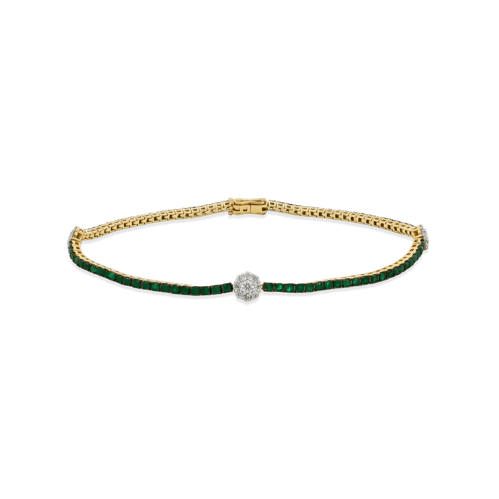 18k Yellow Gold Emerald Orbit Diamond Bracelet