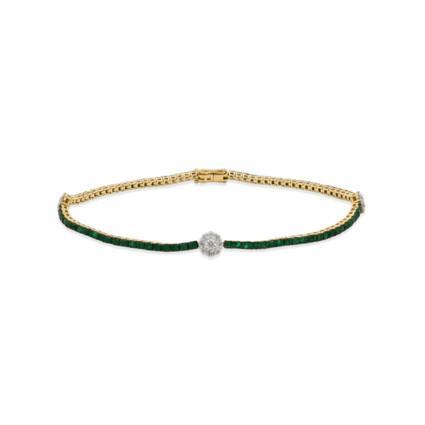18k Yellow Gold Emerald Orbit Diamond Bracelet