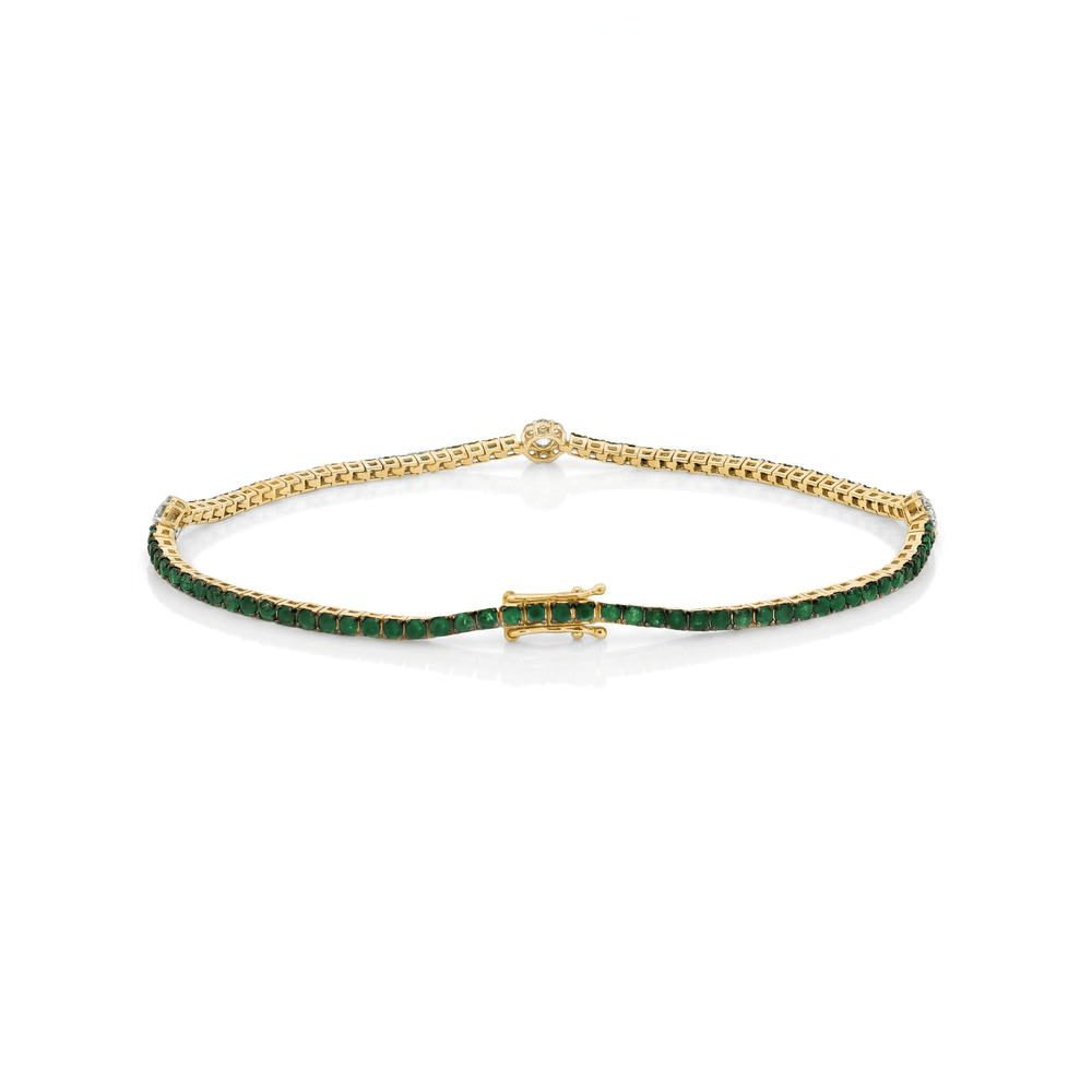 18k Yellow Gold Emerald Orbit Diamond Bracelet