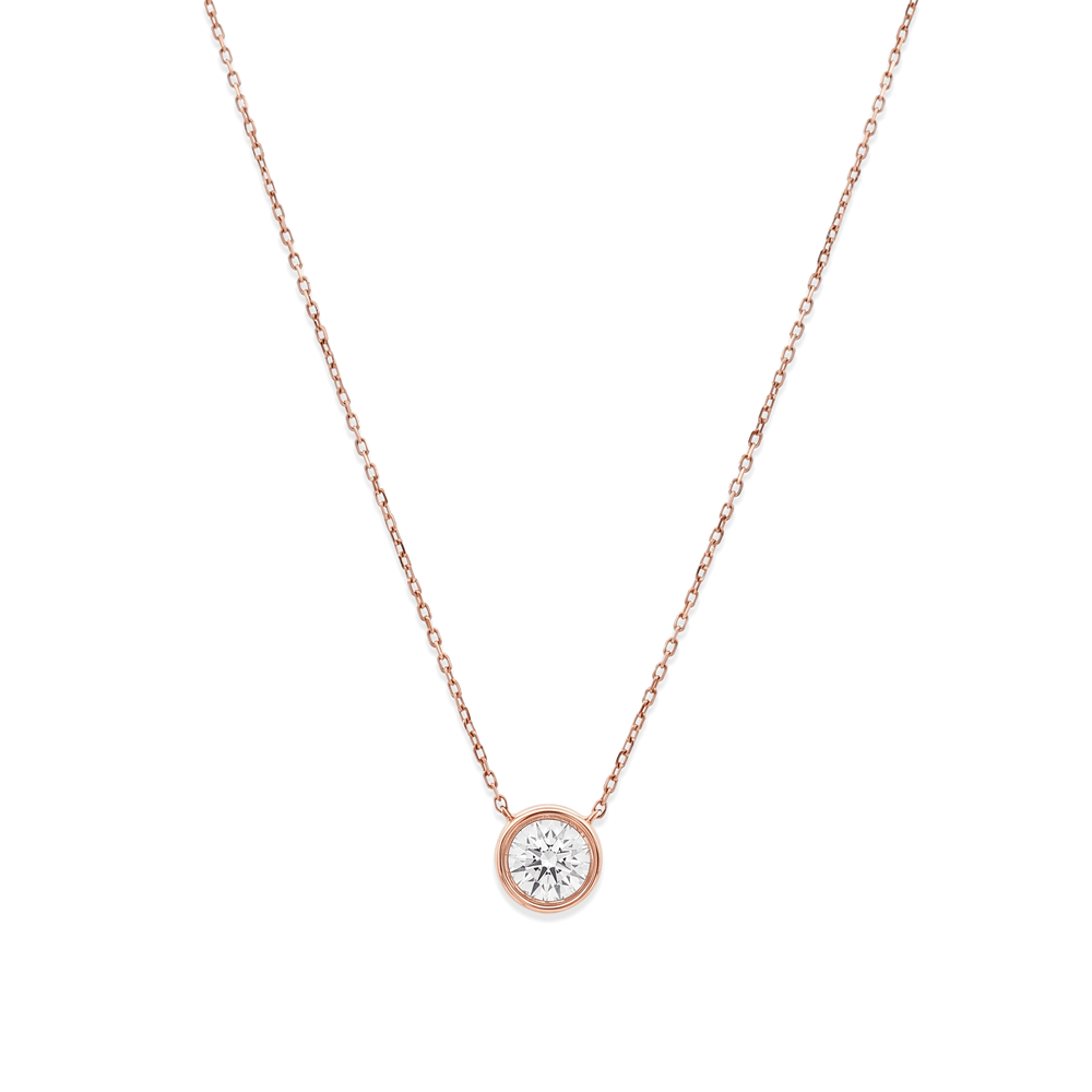 Natural Diamond Bezel-Set Natural Diamond Pendant Necklace