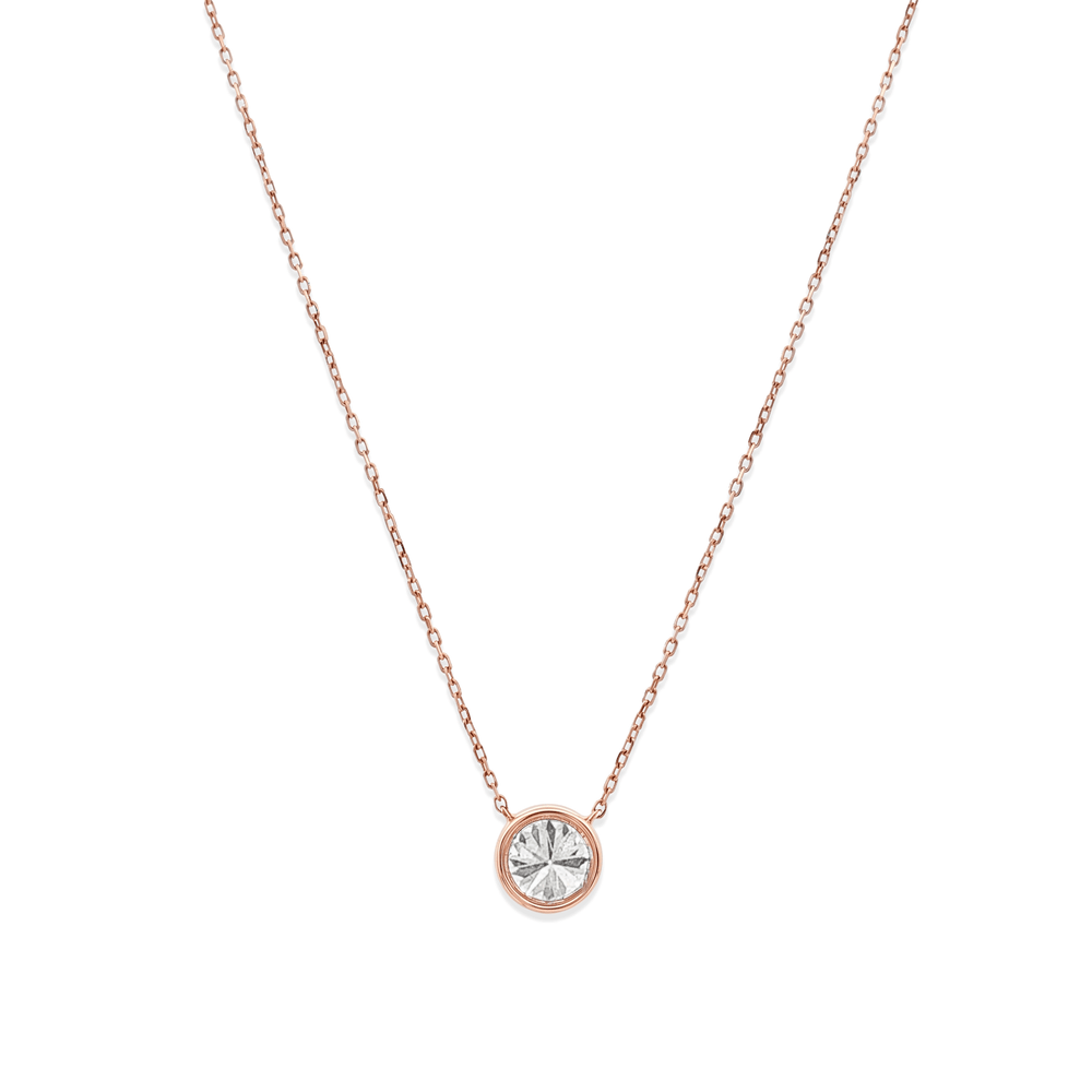 Natural Diamond Bezel-Set Natural Diamond Pendant Necklace