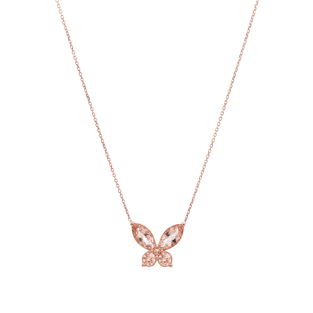 18K Rose Gold Butterfly Pendant Necklace