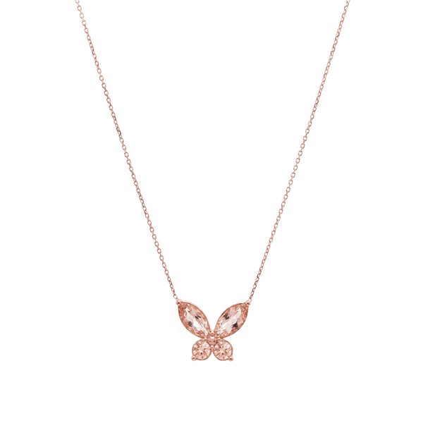 18K Rose Gold Butterfly Pendant Necklace