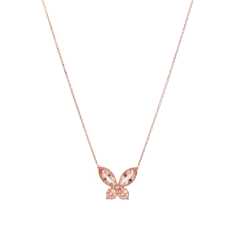 18K Rose Gold Butterfly Pendant Necklace