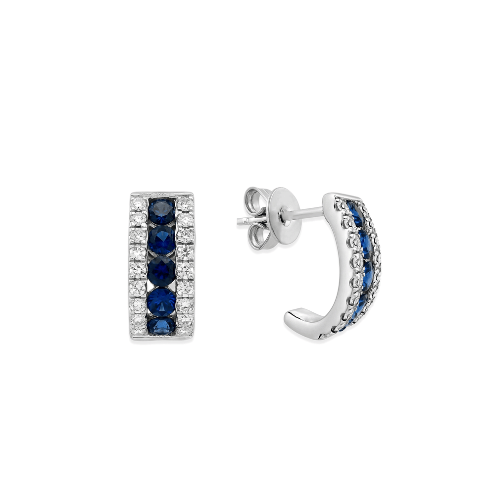 Sapphire Crest Diamond Bar Studs